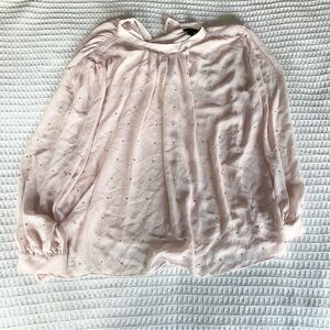 Ann Taylor petite sheer pink studded blouse size Large